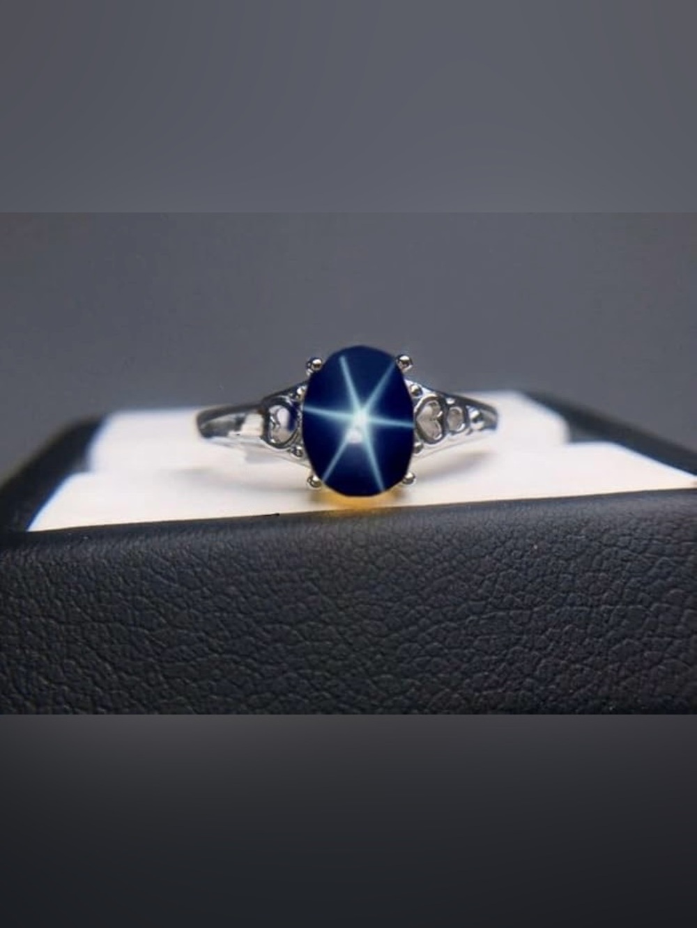 Sterling Silver Star Sapphire Heart-Accent Ring in Blue